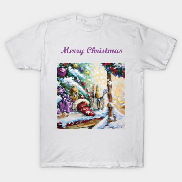 Christmas Art T-Shirt by MinkiArts